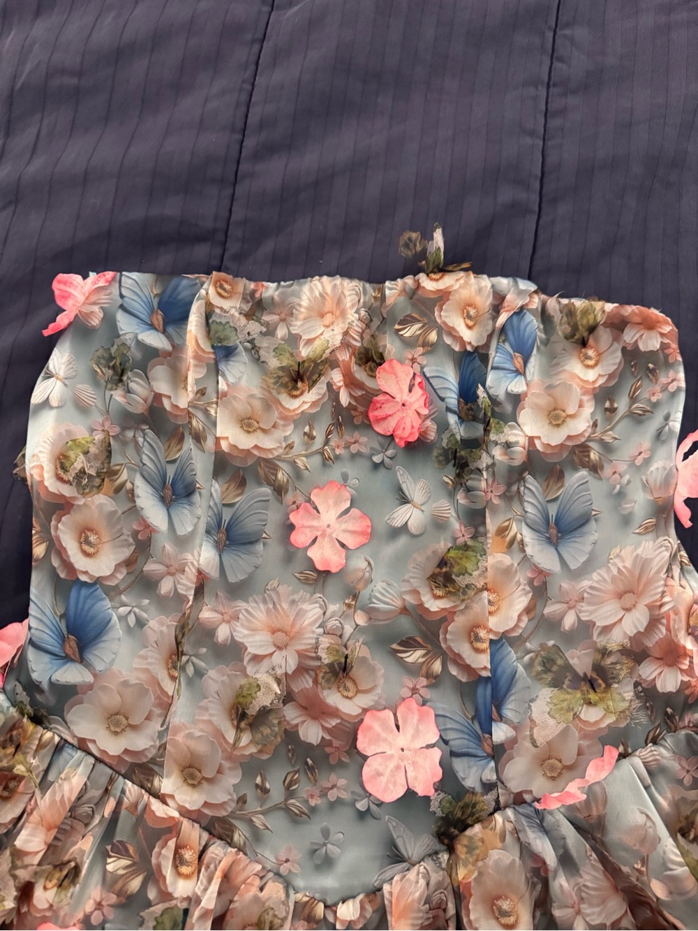 Betsy Johnson 3D Butterfly Floral Mini Dress Size Small - Picture 5 of 13